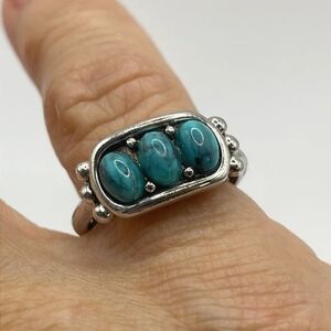 Avon Signed Vintage Faux Turquoise and Silver Tone Ring 5-6 1/4
